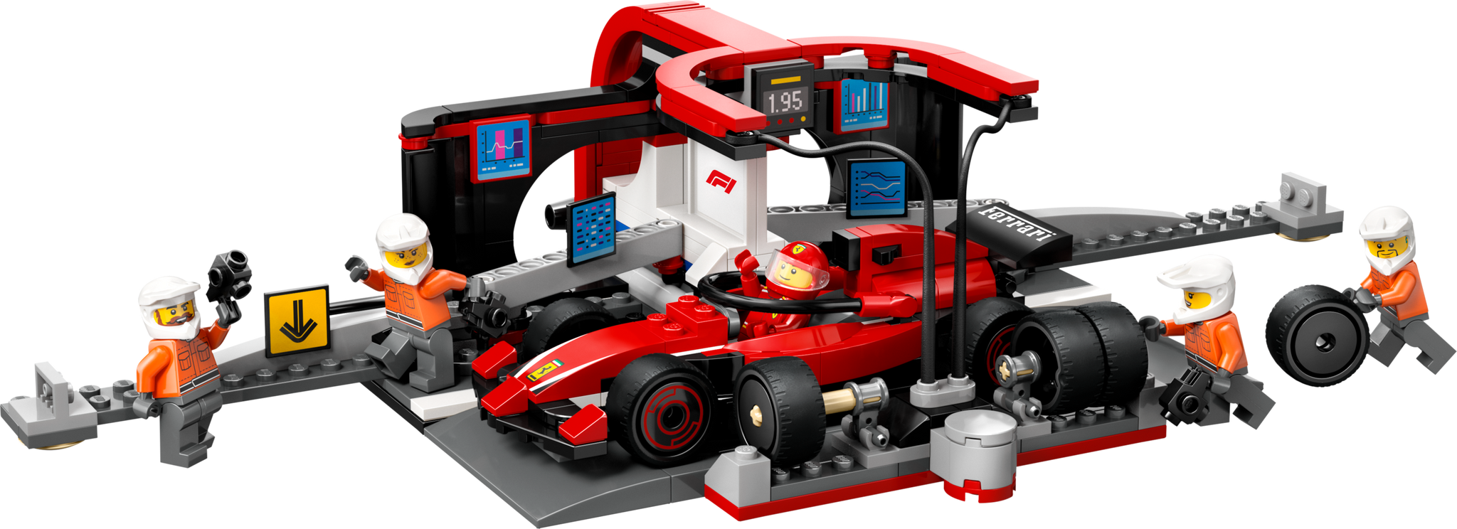 LEGO City F1 Pit Stop Pit Crew With Ferrari Car Racing Vehicle