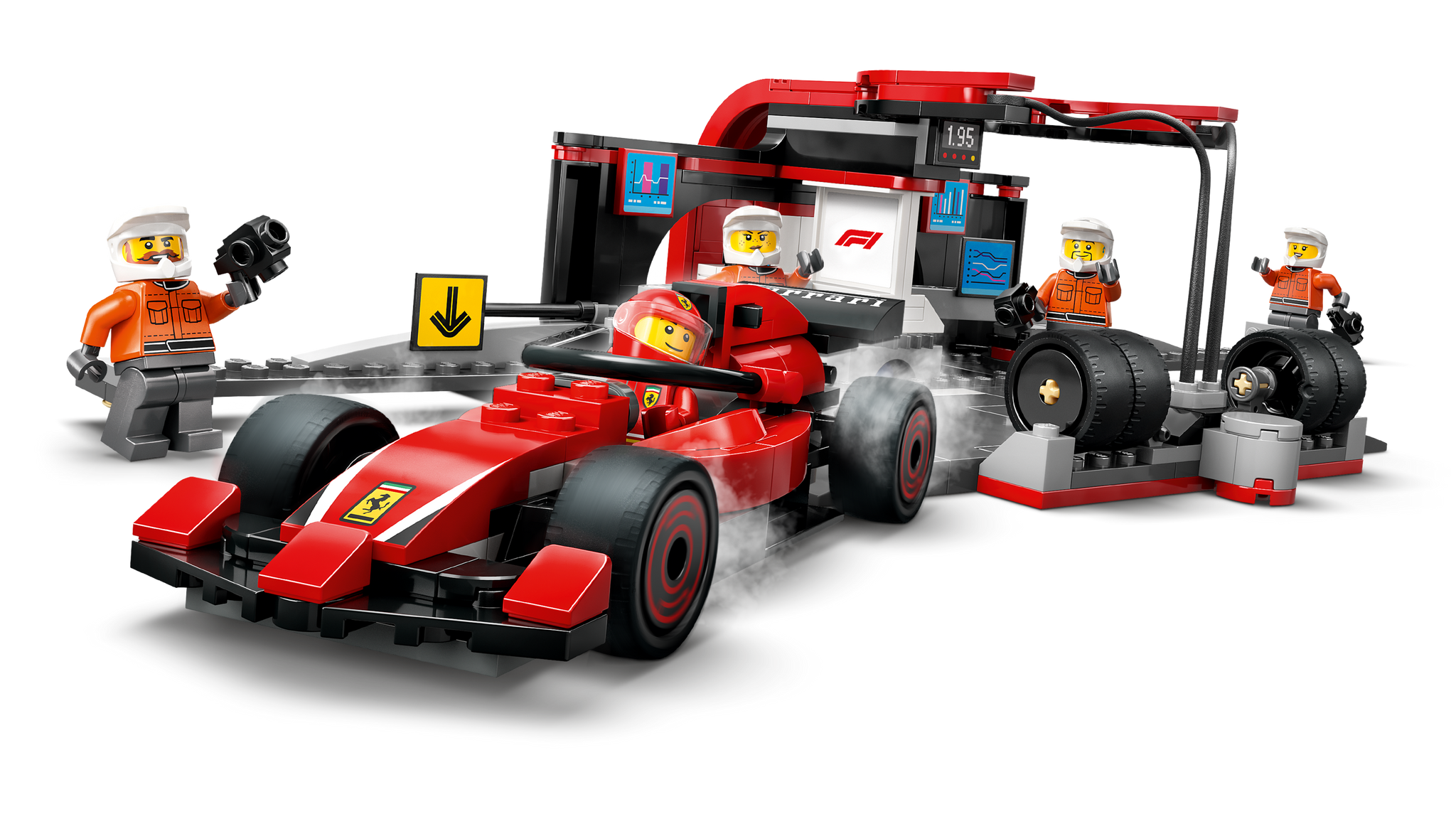 LEGO City F1 Pit Stop Pit Crew With Ferrari Car Racing Vehicle